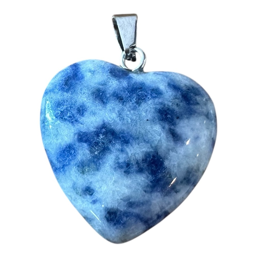 Blue Spot Jasper Heart Pendant for Necklace